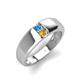4 - Ethan 3.00 mm Round Blue Topaz and Citrine 2 Stone Men Wedding Ring 