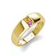 4 - Ethan 3.00 mm Round Citrine and Pink Tourmaline 2 Stone Men Wedding Ring 