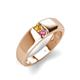 4 - Ethan 3.00 mm Round Citrine and Pink Tourmaline 2 Stone Men Wedding Ring 