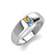 4 - Ethan 3.00 mm Round Citrine and Blue Topaz 2 Stone Men Wedding Ring 