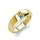 4 - Ethan 3.00 mm Round Citrine and Blue Topaz 2 Stone Men Wedding Ring 