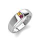 4 - Ethan 3.00 mm Round Citrine and Rhodolite Garnet 2 Stone Men Wedding Ring 
