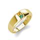 4 - Ethan 3.00 mm Round Citrine and Lab Created Alexandrite 2 Stone Men Wedding Ring 