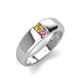 4 - Ethan 3.00 mm Round Citrine and Pink Tourmaline 2 Stone Men Wedding Ring 