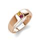 4 - Ethan 3.00 mm Round Citrine and Rhodolite Garnet 2 Stone Men Wedding Ring 