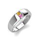 4 - Ethan 3.00 mm Round Citrine and Pink Sapphire 2 Stone Men Wedding Ring 