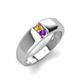 4 - Ethan 3.00 mm Round Citrine and Amethyst 2 Stone Men Wedding Ring 