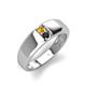 4 - Ethan 3.00 mm Round Citrine and Black Diamond 2 Stone Men Wedding Ring 