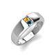 4 - Ethan 3.00 mm Round Citrine and Blue Diamond 2 Stone Men Wedding Ring 