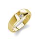 4 - Ethan 3.00 mm Round Citrine and Forever Brilliant Moissanite 2 Stone Men Wedding Ring 