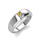 4 - Ethan 3.00 mm Round Citrine and Forever One Moissanite 2 Stone Men Wedding Ring 