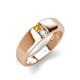 4 - Ethan 3.00 mm Round Citrine and Opal 2 Stone Men Wedding Ring 