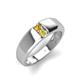 4 - Ethan 3.00 mm Round Citrine and Yellow Diamond 2 Stone Men Wedding Ring 