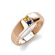 4 - Ethan 3.00 mm Round Citrine and Blue Sapphire 2 Stone Men Wedding Ring 