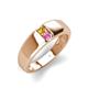 4 - Ethan 3.00 mm Round Citrine and Pink Sapphire 2 Stone Men Wedding Ring 