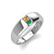 4 - Ethan 3.00 mm Round Citrine and Emerald 2 Stone Men Wedding Ring 