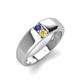 4 - Ethan 3.00 mm Round Iolite and Yellow Sapphire 2 Stone Men Wedding Ring 