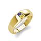 4 - Ethan 3.00 mm Round Iolite and Yellow Sapphire 2 Stone Men Wedding Ring 