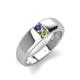 4 - Ethan 3.00 mm Round Iolite and Peridot 2 Stone Men Wedding Ring 