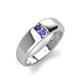 4 - Ethan 3.00 mm Round Iolite and Tanzanite 2 Stone Men Wedding Ring 
