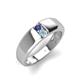 4 - Ethan 3.00 mm Round Iolite and Aquamarine 2 Stone Men Wedding Ring 