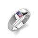 4 - Ethan 3.00 mm Round Iolite and Pink Tourmaline 2 Stone Men Wedding Ring 