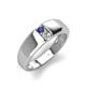 4 - Ethan 3.00 mm Round Iolite and Forever Brilliant Moissanite 2 Stone Men Wedding Ring 
