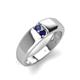 4 - Ethan 3.00 mm Round Iolite and Blue Sapphire 2 Stone Men Wedding Ring 