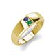 4 - Ethan 3.00 mm Round Iolite and Emerald 2 Stone Men Wedding Ring 