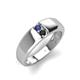 4 - Ethan 3.00 mm Round Iolite and Black Diamond 2 Stone Men Wedding Ring 