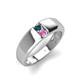 4 - Ethan 3.00 mm Round London Blue Topaz and Pink Sapphire 2 Stone Men Wedding Ring 