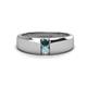 1 - Ethan 3.00 mm Round London Blue Topaz and Aquamarine 2 Stone Men Wedding Ring 