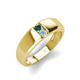 4 - Ethan 3.00 mm Round London Blue Topaz and Aquamarine 2 Stone Men Wedding Ring 