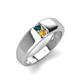 4 - Ethan 3.00 mm Round London Blue Topaz and Citrine 2 Stone Men Wedding Ring 