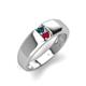 4 - Ethan 3.00 mm Round London Blue Topaz and Ruby 2 Stone Men Wedding Ring 