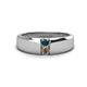 1 - Ethan 3.00 mm Round London Blue Topaz and Smoky Quartz 2 Stone Men Wedding Ring 
