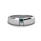 1 - Ethan 3.00 mm Round London Blue Topaz and Diamond 2 Stone Men Wedding Ring 