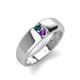 4 - Ethan 3.00 mm Round London Blue Topaz and Amethyst 2 Stone Men Wedding Ring 
