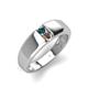 4 - Ethan 3.00 mm Round London Blue Topaz and Smoky Quartz 2 Stone Men Wedding Ring 