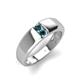 4 - Ethan 3.00 mm Round London Blue Topaz and Blue Diamond 2 Stone Men Wedding Ring 