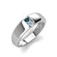 4 - Ethan 3.00 mm Round London Blue Topaz and Aquamarine 2 Stone Men Wedding Ring 