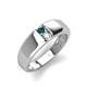 4 - Ethan 3.00 mm Round London Blue Topaz and Opal 2 Stone Men Wedding Ring 