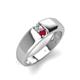 4 - Ethan 3.00 mm Round Forever Brilliant Moissanite and Ruby 2 Stone Men Wedding Ring 