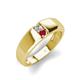4 - Ethan 3.00 mm Round Forever One Moissanite and Ruby 2 Stone Men Wedding Ring 