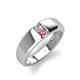 4 - Ethan 3.00 mm Round Forever One Moissanite and Pink Tourmaline 2 Stone Men Wedding Ring 