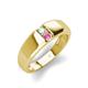 4 - Ethan 3.00 mm Round Opal and Pink Sapphire 2 Stone Men Wedding Ring 