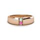 1 - Ethan 3.00 mm Round Opal and Pink Sapphire 2 Stone Men Wedding Ring 