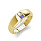 4 - Ethan 3.00 mm Round Opal and Tanzanite 2 Stone Men Wedding Ring 