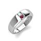 4 - Ethan 3.00 mm Round Opal and Rhodolite Garnet 2 Stone Men Wedding Ring 