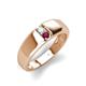 4 - Ethan 3.00 mm Round Opal and Rhodolite Garnet 2 Stone Men Wedding Ring 